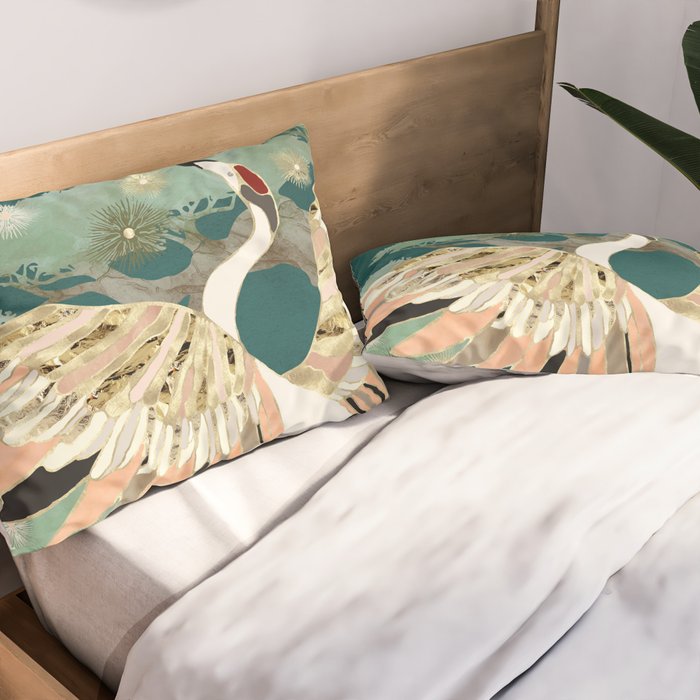 Golden Crane Pillow Sham Gallery Image 2