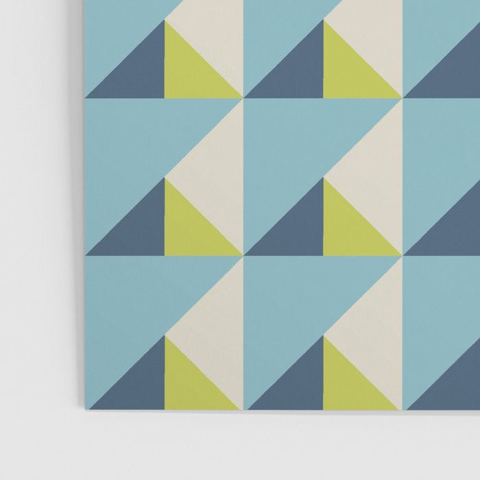 Fresh Geometric Triangle Pattern  Sky Blue Lemon Yellow and Navy Poster Gallery Image 3