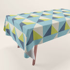 Fresh Geometric Triangle Pattern  Sky Blue Lemon Yellow and Navy Tablecloth Gallery Image 1