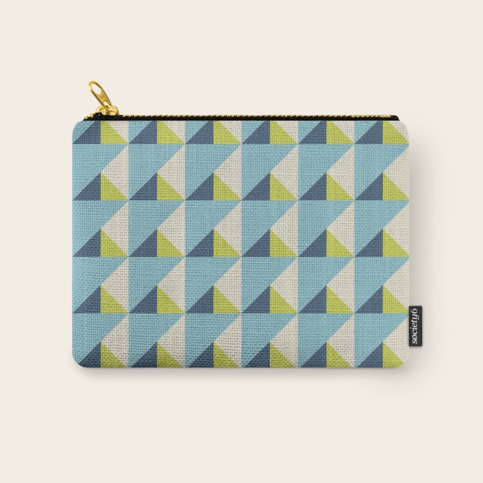 Fresh Geometric Triangle Pattern  Sky Blue Lemon Yellow and Navy Carry All Pouch Gallery Image 1