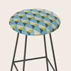 Fresh Geometric Triangle Pattern  Sky Blue Lemon Yellow and Navy Stool Gallery Image 2