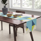 Fresh Geometric Triangle Pattern  Sky Blue Lemon Yellow and Navy Table Runner Gallery Image 2