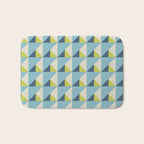 Fresh Geometric Triangle Pattern  Sky Blue Lemon Yellow and Navy Bath Mat Gallery Image 1