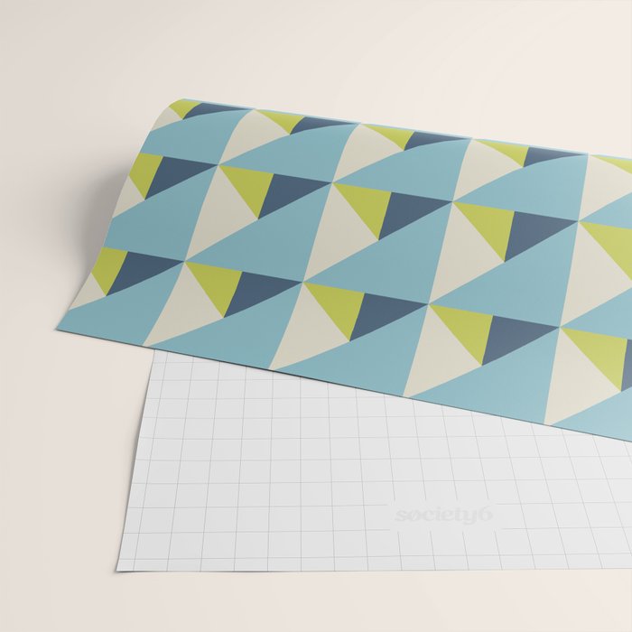 Fresh Geometric Triangle Pattern  Sky Blue Lemon Yellow and Navy Wrapping Paper Gallery Image 2