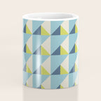 Fresh Geometric Triangle Pattern  Sky Blue Lemon Yellow and Navy Coffee Mug Gallery Image 4