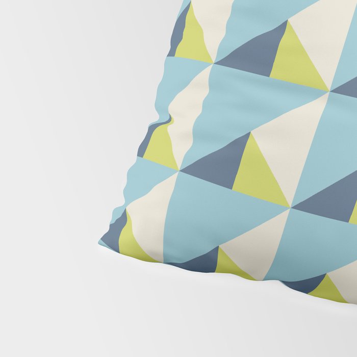 Fresh Geometric Triangle Pattern  Sky Blue Lemon Yellow and Navy Pillow Sham Gallery Image 4