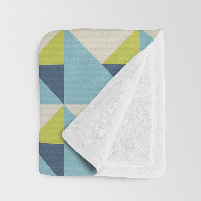 Fresh Geometric Triangle Pattern  Sky Blue Lemon Yellow and Navy Throw Blanket Gallery Image 3