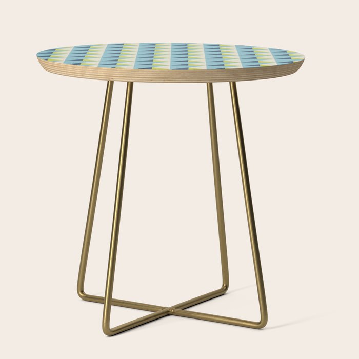 Fresh Geometric Triangle Pattern  Sky Blue Lemon Yellow and Navy Side Table Gallery Image 1