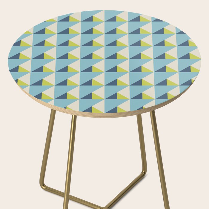 Fresh Geometric Triangle Pattern  Sky Blue Lemon Yellow and Navy Side Table Gallery Image 2