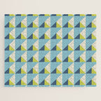 Fresh Geometric Triangle Pattern  Sky Blue Lemon Yellow and Navy Jigsaw Puzzle Gallery Image 1