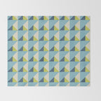Fresh Geometric Triangle Pattern  Sky Blue Lemon Yellow and Navy Throw Blanket Gallery Image 2
