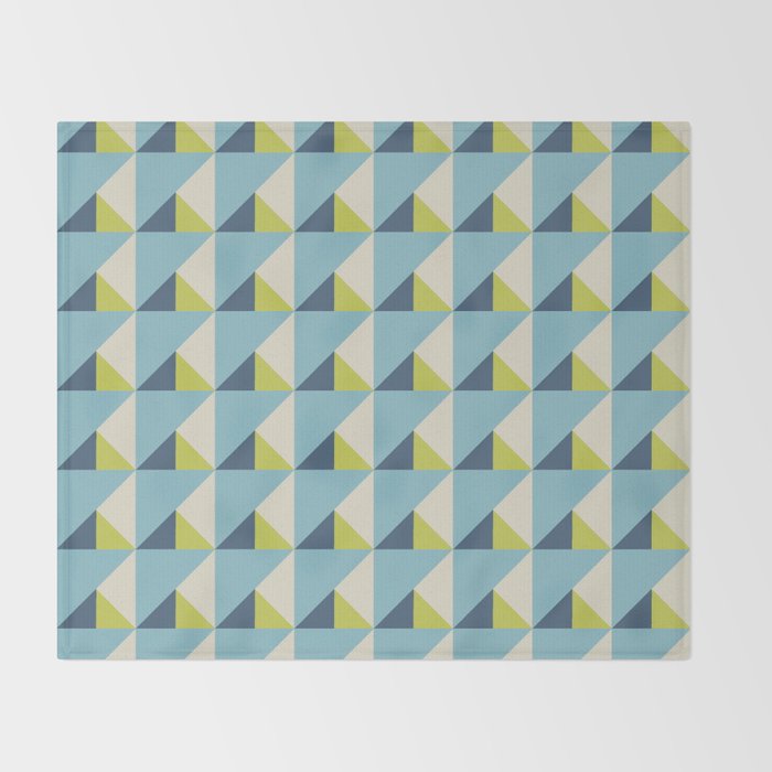 Fresh Geometric Triangle Pattern  Sky Blue Lemon Yellow and Navy Throw Blanket Gallery Image 2