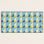 Fresh Geometric Triangle Pattern  Sky Blue Lemon Yellow and Navy Desk Mat Gallery Image 3