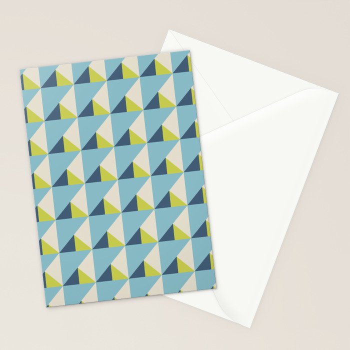 Fresh Geometric Triangle Pattern  Sky Blue Lemon Yellow and Navy Stationery Card Gallery Image 2
