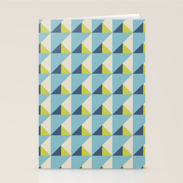 Fresh Geometric Triangle Pattern  Sky Blue Lemon Yellow and Navy Stationery Card Gallery Image 1
