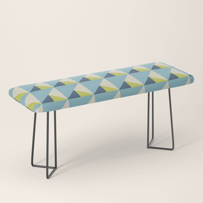 Fresh Geometric Triangle Pattern  Sky Blue Lemon Yellow and Navy Bench Gallery Image 1