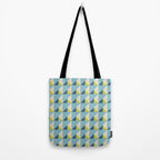Fresh Geometric Triangle Pattern  Sky Blue Lemon Yellow and Navy Tote Bag Gallery Image 2