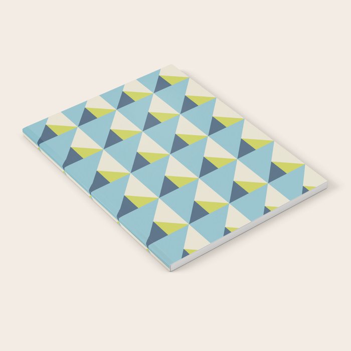 Fresh Geometric Triangle Pattern  Sky Blue Lemon Yellow and Navy Notebook Gallery Image 2