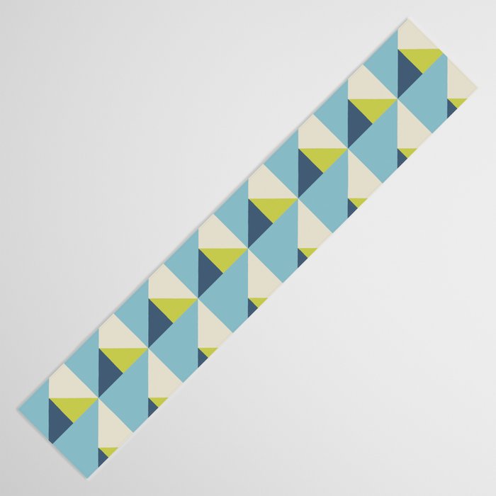 Fresh Geometric Triangle Pattern  Sky Blue Lemon Yellow and Navy Table Runner Gallery Image 3