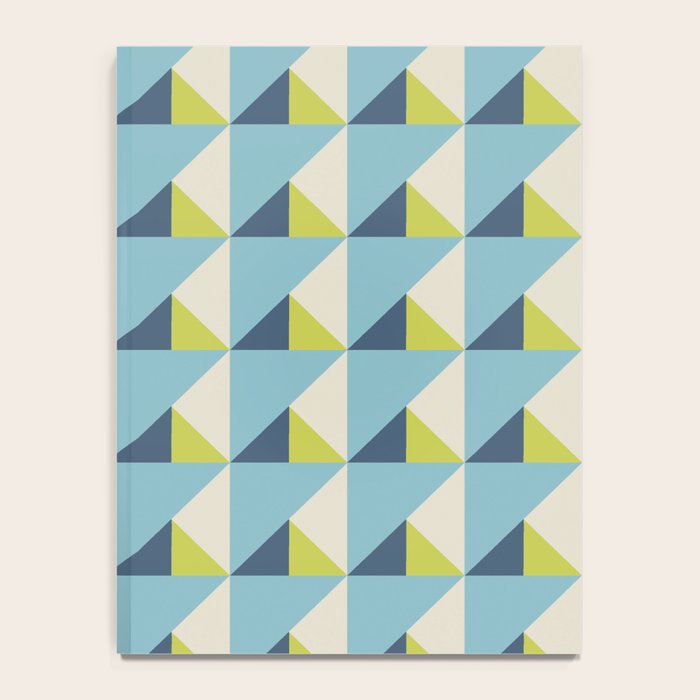 Fresh Geometric Triangle Pattern  Sky Blue Lemon Yellow and Navy Notebook Gallery Image 4