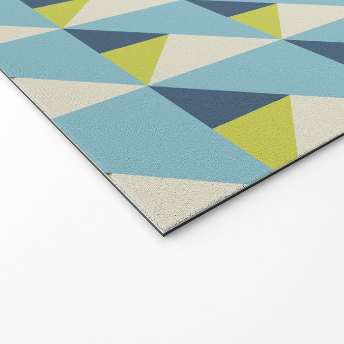 Fresh Geometric Triangle Pattern  Sky Blue Lemon Yellow and Navy Welcome Mat Gallery Image 2