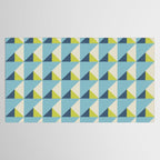 Fresh Geometric Triangle Pattern  Sky Blue Lemon Yellow and Navy Tablecloth Gallery Image 2