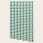 Fresh Geometric Triangle Pattern  Sky Blue Lemon Yellow and Navy Wallpaper Gallery Image 2
