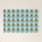 Fresh Geometric Triangle Pattern  Sky Blue Lemon Yellow and Navy Welcome Mat Gallery Image 1