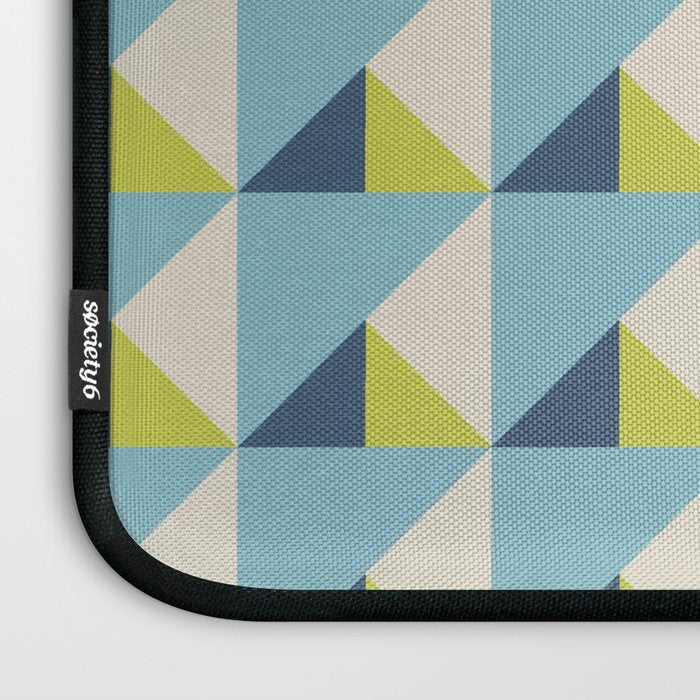 Fresh Geometric Triangle Pattern  Sky Blue Lemon Yellow and Navy Laptop Sleeve Gallery Image 3