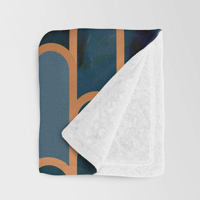 Art Deco Blue Teal Marble and Metallic Copper Marbled Pattern Throw Blanket Gallery Image 3