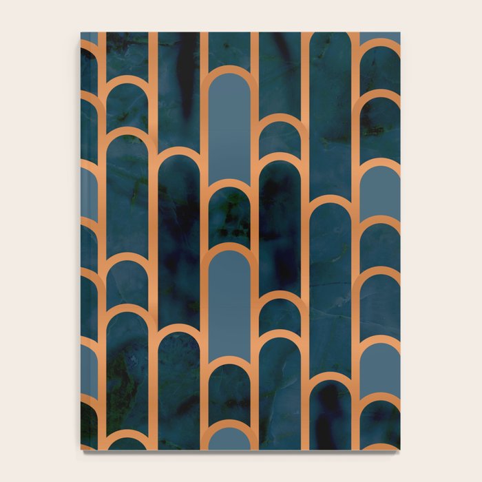 Art Deco Blue Teal Marble and Metallic Copper Marbled Pattern Notebook Gallery Image 4
