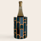 Art Deco Blue Teal Marble and Metallic Copper Marbled Pattern Wine Chiller Gallery Image 2