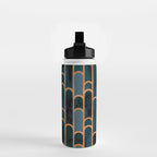Art Deco Blue Teal Marble and Metallic Copper Marbled Pattern Water Bottle Gallery Image 2
