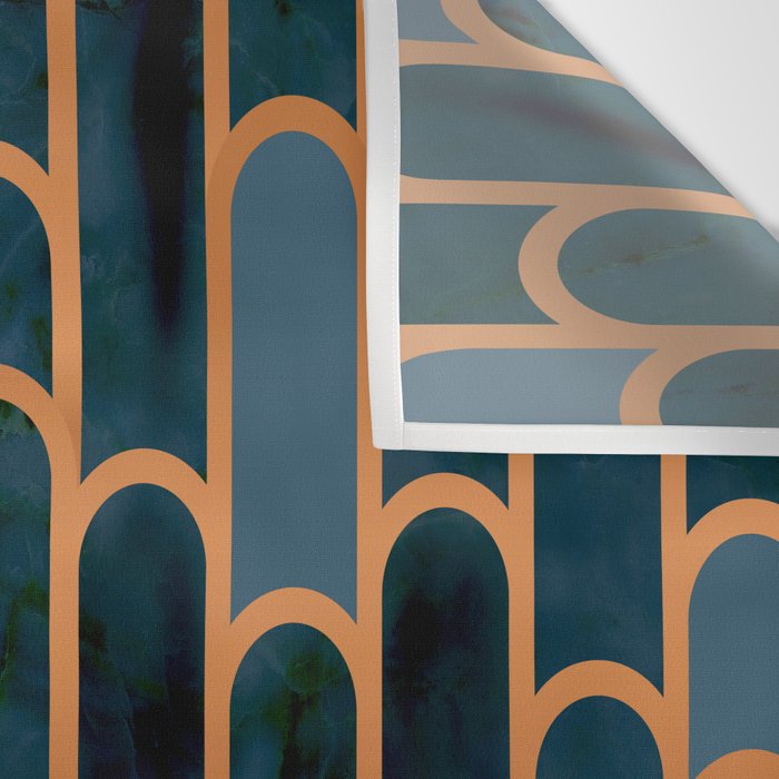 Art Deco Blue Teal Marble and Metallic Copper Marbled Pattern Wall Tapestry Gallery Image 3