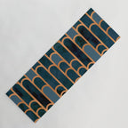 Art Deco Blue Teal Marble and Metallic Copper Marbled Pattern Yoga Mat Gallery Image 1