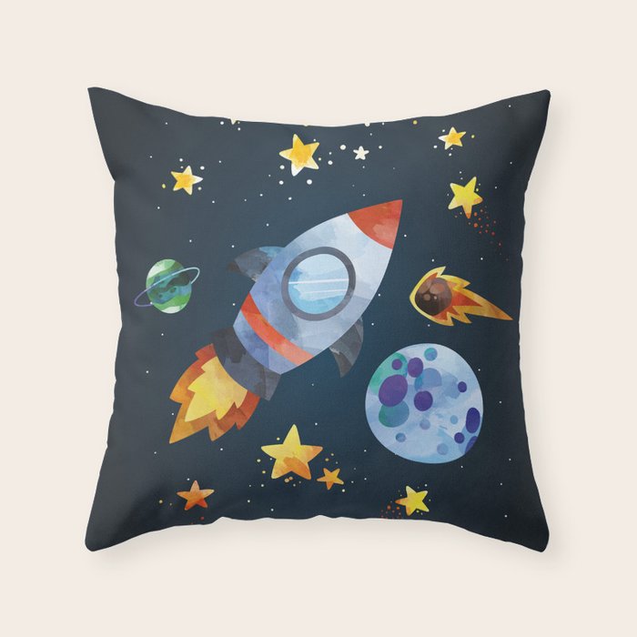 Space rocket Throw Pillow Gallery Image 6