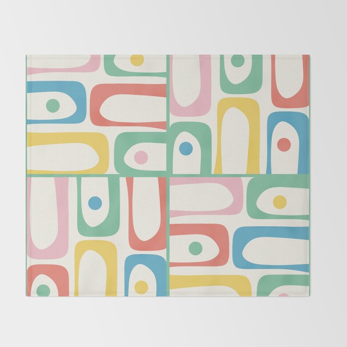 Mid Century Modern Piquet Abstract Multi Cheerful Contemporary Colorful Pattern Throw Blanket Gallery Image 2