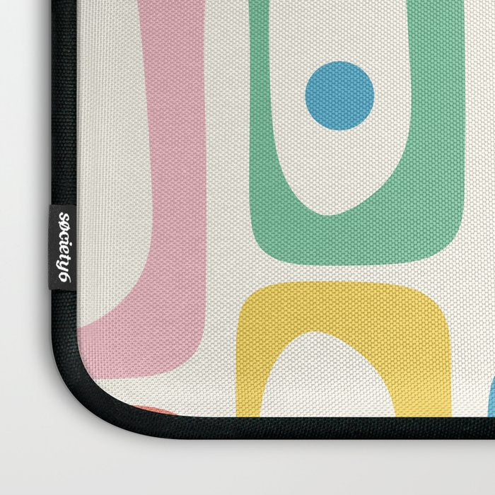 Mid Century Modern Piquet Abstract Multi Cheerful Contemporary Colorful Pattern Laptop Sleeve Gallery Image 3