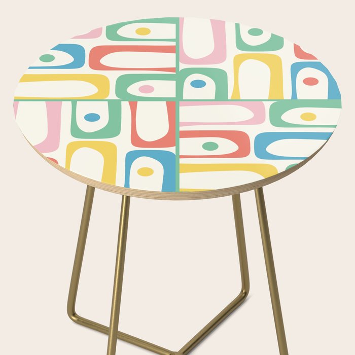 Mid Century Modern Piquet Abstract Multi Cheerful Contemporary Colorful Pattern Side Table Gallery Image 2