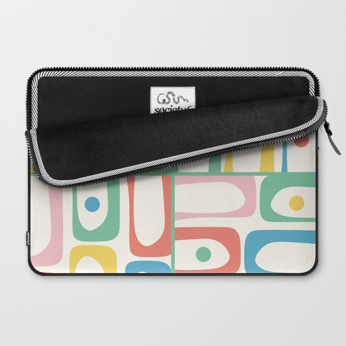 Mid Century Modern Piquet Abstract Multi Cheerful Contemporary Colorful Pattern Laptop Sleeve Gallery Image 2