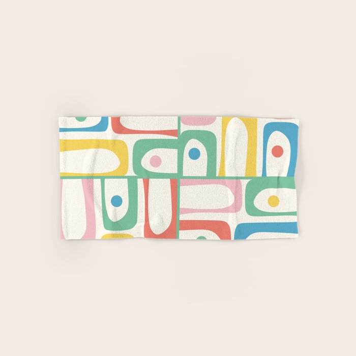 Mid Century Modern Piquet Abstract Multi Cheerful Contemporary Colorful Pattern Bath Towel Gallery Image 1