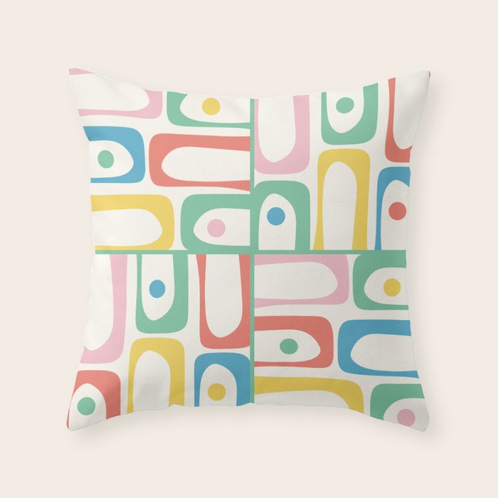 Mid Century Modern Piquet Abstract Multi Cheerful Contemporary Colorful Pattern Throw Pillow Gallery Image 6