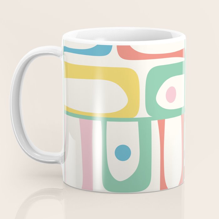 Mid Century Modern Piquet Abstract Multi Cheerful Contemporary Colorful Pattern Coffee Mug Gallery Image 3