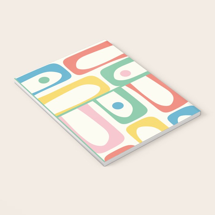 Mid Century Modern Piquet Abstract Multi Cheerful Contemporary Colorful Pattern Notebook Gallery Image 3