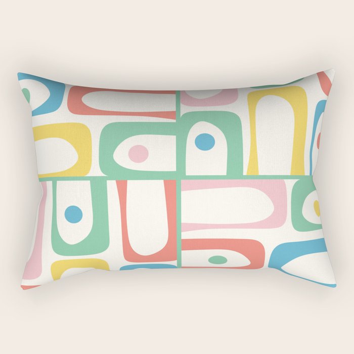 Mid Century Modern Piquet Abstract Multi Cheerful Contemporary Colorful Pattern Rectangular Pillow Gallery Image 2