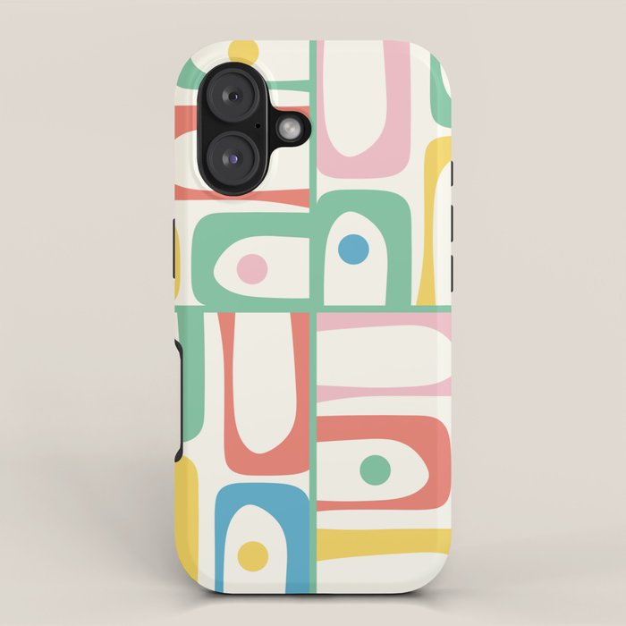 Mid Century Modern Piquet Abstract Multi Cheerful Contemporary Colorful Pattern iPhone Case Gallery Image 1