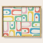 Mid Century Modern Piquet Abstract Multi Cheerful Contemporary Colorful Pattern Serving Tray Gallery Image 1