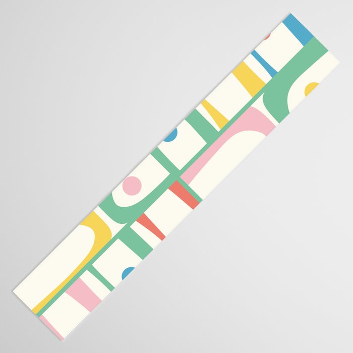 Mid Century Modern Piquet Abstract Multi Cheerful Contemporary Colorful Pattern Table Runner Gallery Image 3