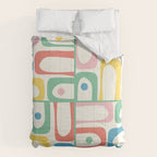 Mid Century Modern Piquet Abstract Multi Cheerful Contemporary Colorful Pattern Comforter Gallery Image 6