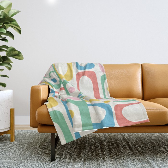 Mid Century Modern Piquet Abstract Multi Cheerful Contemporary Colorful Pattern Throw Blanket Gallery Image 1